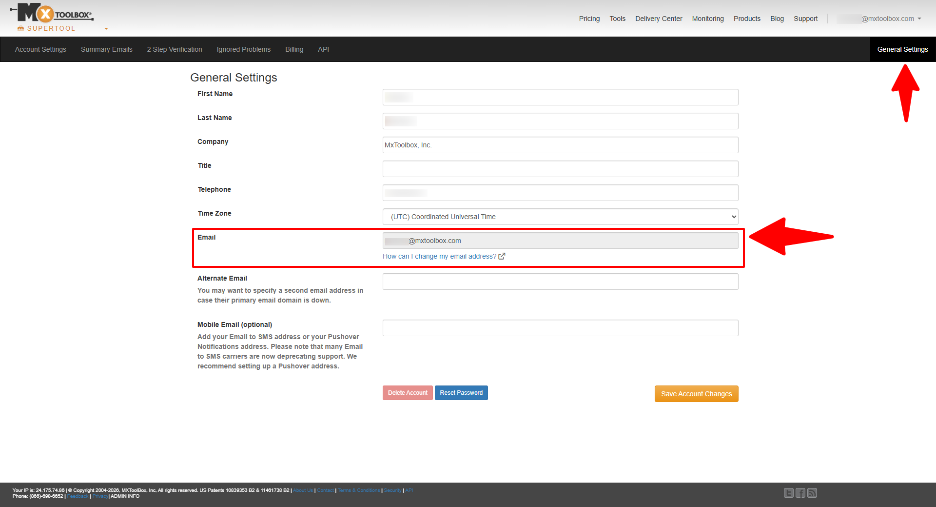 How do I change my account email address?